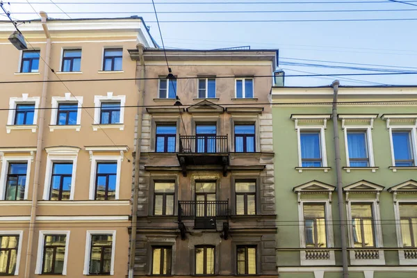 Vintage Decorated Architecture Houses Old Downtown Petersburg — Stock Photo, Image