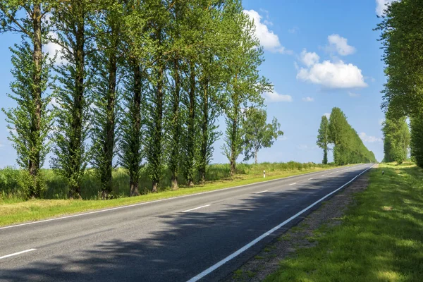 Dobry Asfaltowy Kraj Autostrady Drogowego Polu Lecie — Zdjęcie stockowe