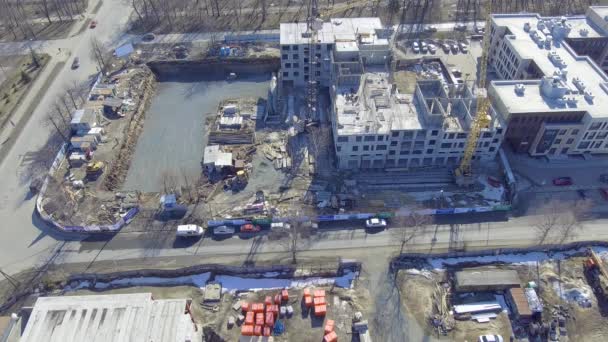 Vista Aérea Del Sitio Construcción Del Edificio Centro Ciudad — Vídeo de stock