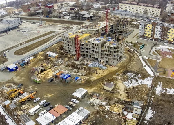 Panorama Aérien Industriel Construction Nouvelles Maisons Résidentielles Grande Hauteur — Photo