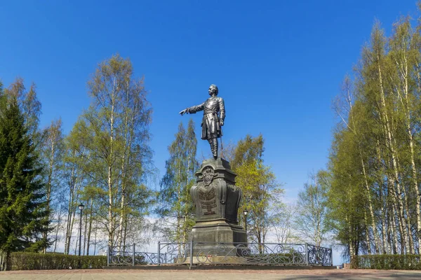 Luxuriöse Bronzeskulptur Von Peter Dem Großen Russischer Kaiser Stadtpark — Stockfoto