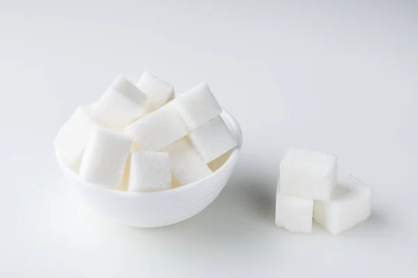 Sugar Cubes Sugar Bowl White Background — Stock Photo, Image