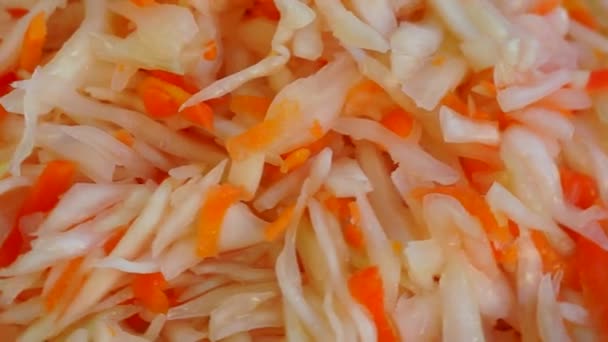 Traditional Russian Organic Salad Vegetarians Sauerkraut Close — Stock Video