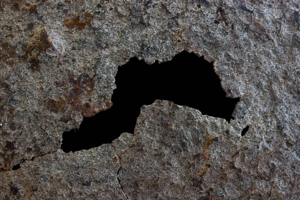 Textur Des Rostigen Metallhintergrunds Mit Einem Loch — Stockfoto