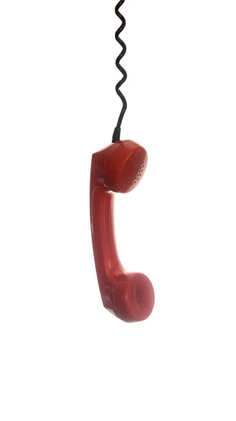 Receptor Retro Vermelho Telefone Rotativo Isolado Branco — Fotografia de Stock