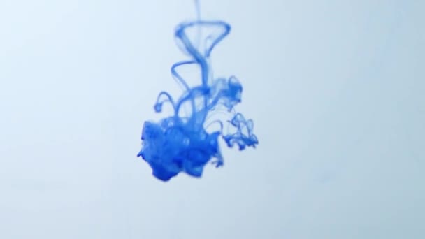 Golpe Suave Movimento Tinta Abstrata Azul — Vídeo de Stock