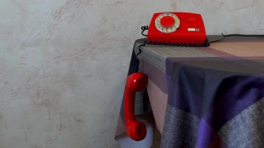 Retro döner telefon ve alıcı sarkıyor