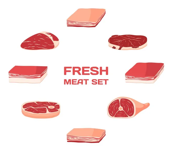 Isolated Vector Freash Meat Set — Stock Vector