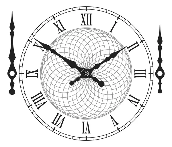 Vector Vintage Clock White Illustration Clip Art — Stock Vector