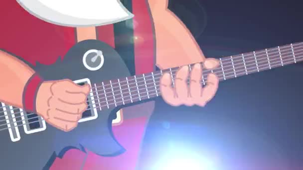 Bad Santa Claus Estrella Rock Toca Guitarra Escenario Animación — Vídeo de stock