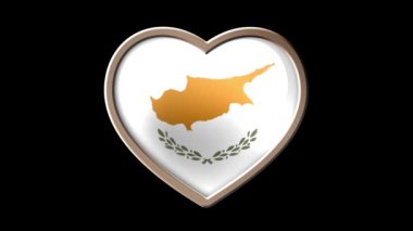 Kıbrıs bayrağı kalp siyah luma mat üzerinde izole. Vatanseverlik