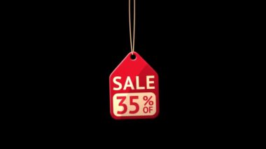 İndirim etiketi -35 animasyonlu yüzdesi. Luma mat içerir