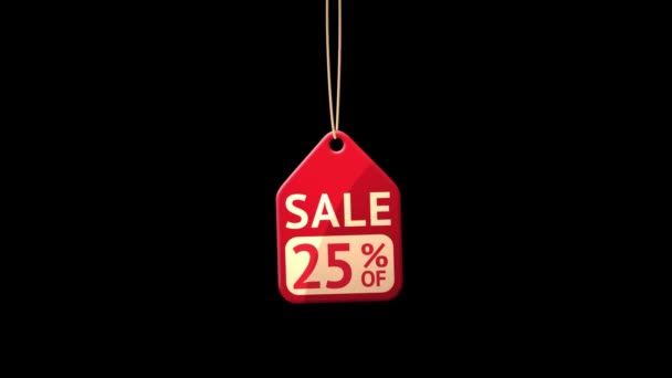 Animated Discount Tag -25 percent of. Contains luma matte — Stock Video