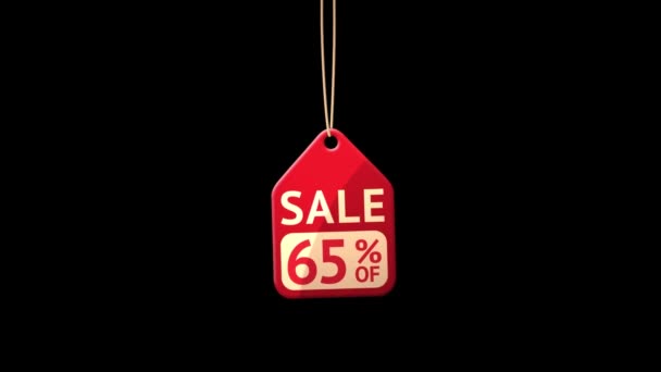 Animated Discount Tag -65 percent of. Contains luma matte — Stock Video