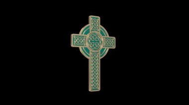 Kelt Altın Haç eksen etrafında döner. Sorunsuz döngü. Luma mat