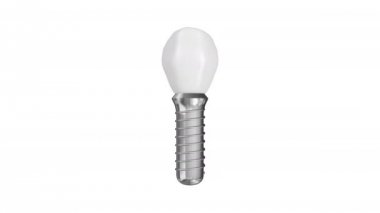 Titanyum Dental implant bir eksen etrafında döner. Kesintisiz döngü. Luma mat içerir