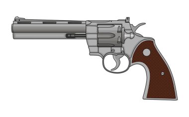Beyaz arka planda revolver Tabanca. Vintage Colt Revolver Çizim