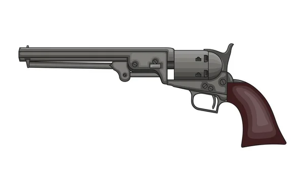 Pistolet revolver sur fond blanc. Vintage Colt Revolver dessin — Image vectorielle