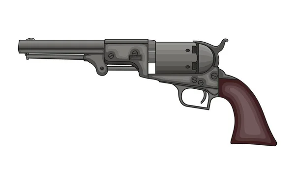 Pistola de revólver sobre fundo branco. Vintage Colt Revolver desenho — Vetor de Stock