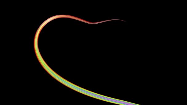 Kleurrijke lijn langs het pad in de vorm van een hart. Luma matte inbegrepen — Stockvideo