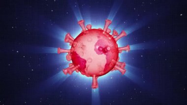 Coronavirus gezegenimizi istila ediyor. 3D canlandırma canlandırması. Soyut arkaplan. Kusursuz döngü