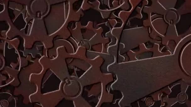 The mechanism of rotating rusty gears. Abstract Gears Animated Background — Stock Video