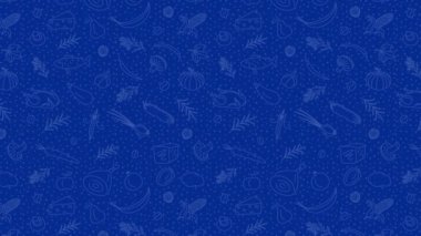 Food Doodle Blue Animasyon Arkaplanı. Tasarım ögesi