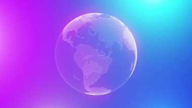 3D Dünya 'yı döndüren animasyon sosyal gelecek teknolojisi soyut iş dünyasını çevreleyen bilimsel büyüme ağı. Kusursuz döngü, tam dönüş