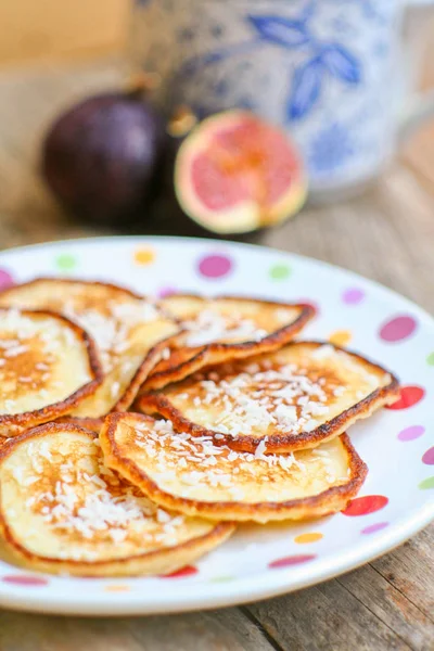 Homemade pancakes with coconut