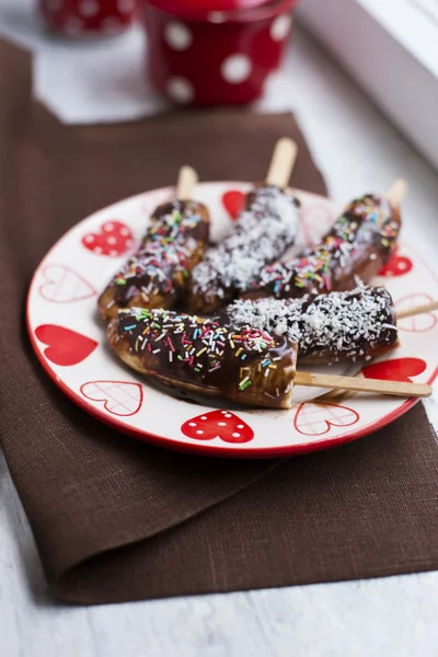 Homemade Bananas Chocolate — Stock Photo, Image