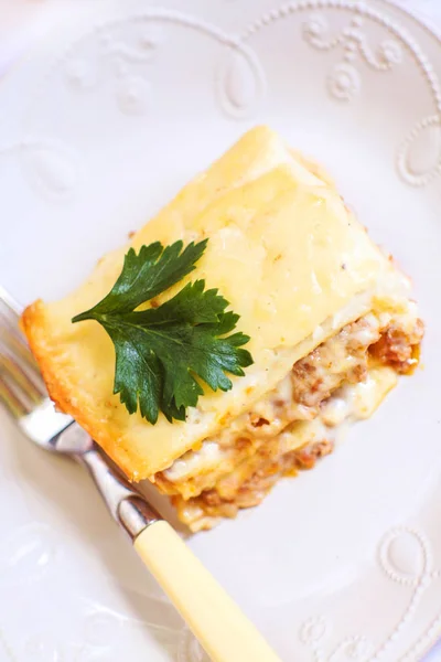 Hausgemachte Lasagne Mit Fleisch — Stockfoto