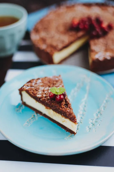 カッテージ チーズとチョコレートのパイ — ストック写真