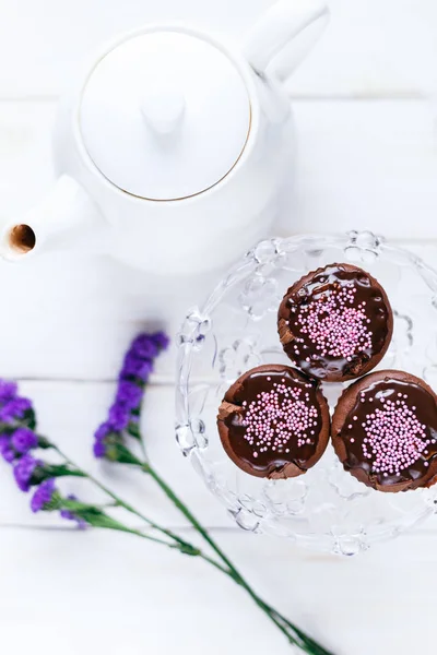 Cupcake Coklat Buatan Sendiri Dengan Lapisan — Stok Foto