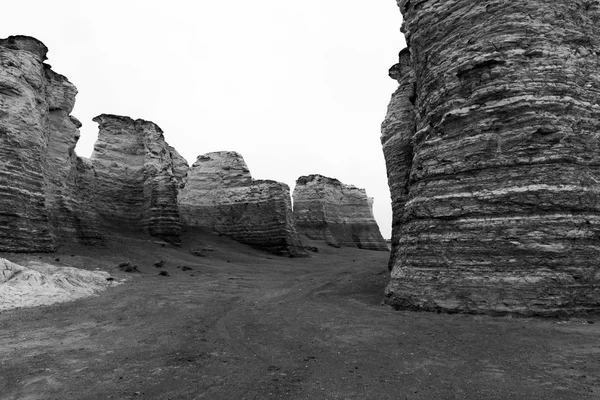 Anıt Kayalar Ulusal Reconized Tebeşir Oluşumu Kansas Sekiz Harikasından Dünya — Stok fotoğraf