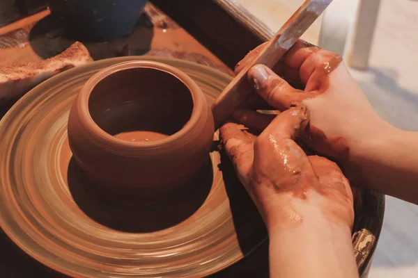 Making Dirty Hands Raw Clay Ware Pottery Workshop — Stock Photo, Image