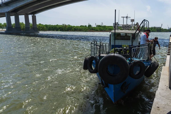 Rostov Don Russia May 2018 Small Blue Boat Internal Combustion — Stock Photo, Image