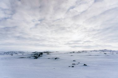 Tundra soğuk kış aylarında kar kalın bir tabaka altında Arctic