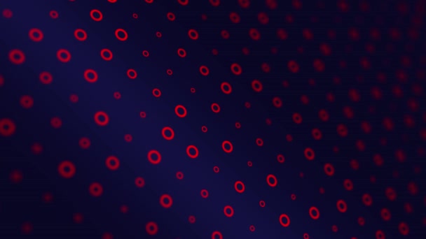 I cerchi rossi su sfondo viola sono cambiati dimensione con movimento prospettico — Video Stock