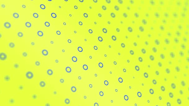 Blue circles on yellow background are changed size with perspective motion — Stock Video