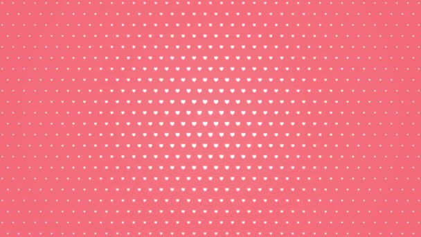 White hearts on pink background are pulsing from center — Stock Video