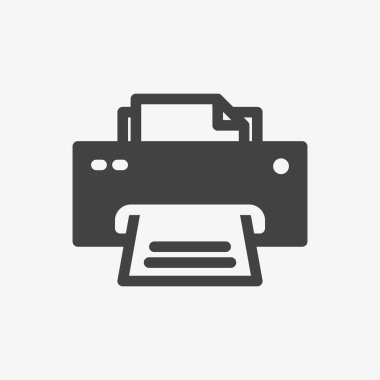 Yazıcı simgesi, teknoloji simgesi. Glif, katı tarzı