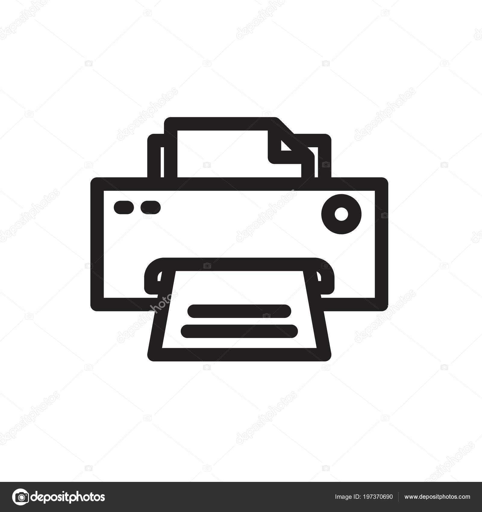 Printer icon, technology icon. Outline bold, thick line style, 4px