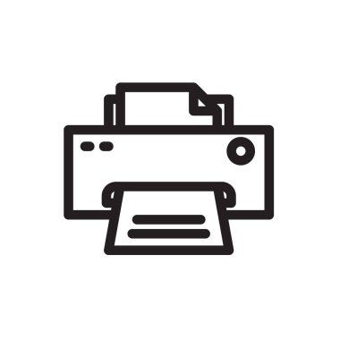 Yazıcı simgesi, teknoloji simgesi. Anahat kalın, kalın çizgi stili, 4px vuruş yuvarlak kenarları