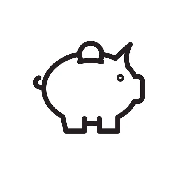 Piggy bank icon, business icon. Outline bold, thick line style, 4px strokes rounder edges — Stock Vector