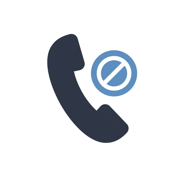 Значок телефонного звонка, иконка технологии с неразрешенным знаком. Значок телефонного звонка и блок, запрещенный, запрещающий символ — стоковый вектор