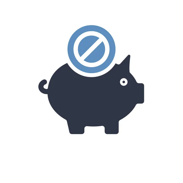 小猪银行图标, 业务图标不允许的标志。小猪银行图标和阻止, 禁止, 禁止符号 — 图库矢量图片