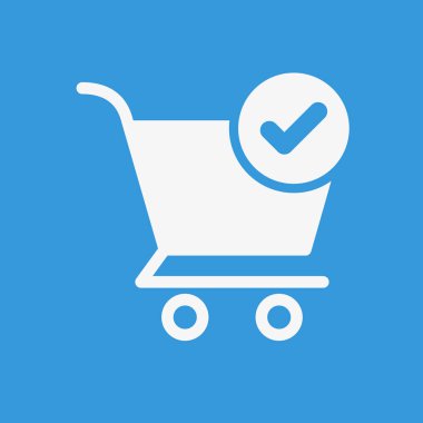 Alışveriş Sepeti simgesini, onay işareti simgesiyle ticaret. Alışveriş Sepeti simgesini ve onaylı, onaylamak, kene, tamamlanan sembolü