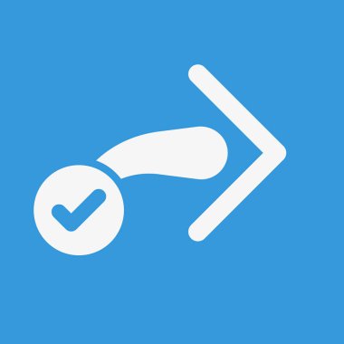 Sonraki simgesi, onay işareti simgesiyle ok. Sonraki simgesini ve onaylı, onaylamak, kene tamamlandı sembolü