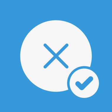 İptal simgesini onay işareti simgesiyle işaretler. Simge iptal etmek ve onaylı, onaylamak, kene, tamamlanan sembolü