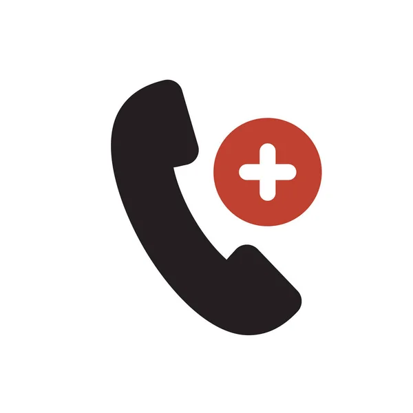 Значок телефонного звонка, иконка технологии с надписью add. Значок телефонного звонка и новый, плюс, позитивный символ — стоковый вектор